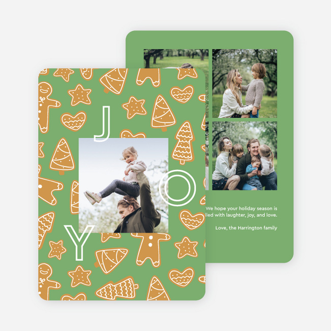 Gingerbread Cookies Everywhere Multi Photo Holiday Cards - Green