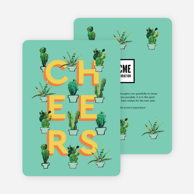 Crafty Cacti Corporate Holiday Cards & Corporate Christmas Cards - Green