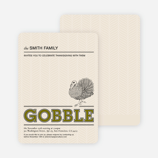 Gobble Gobble Thanksgiving Cards - Khaki