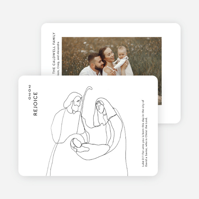 Modern Nativity Scene Christmas Cards - White