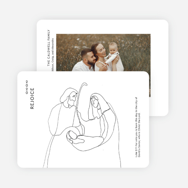 Modern Nativity Scene Christmas Cards - White