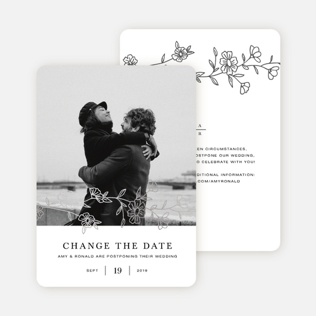 Elegant Roses Change of Date Cards - Gray