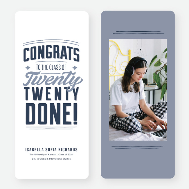 Twenty Twenty Done Graduation Announcements & Graduation Invitations - Blue