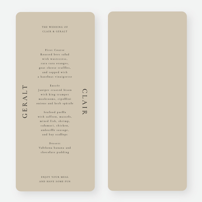 Beautiful Moment Wedding Menus - Brown