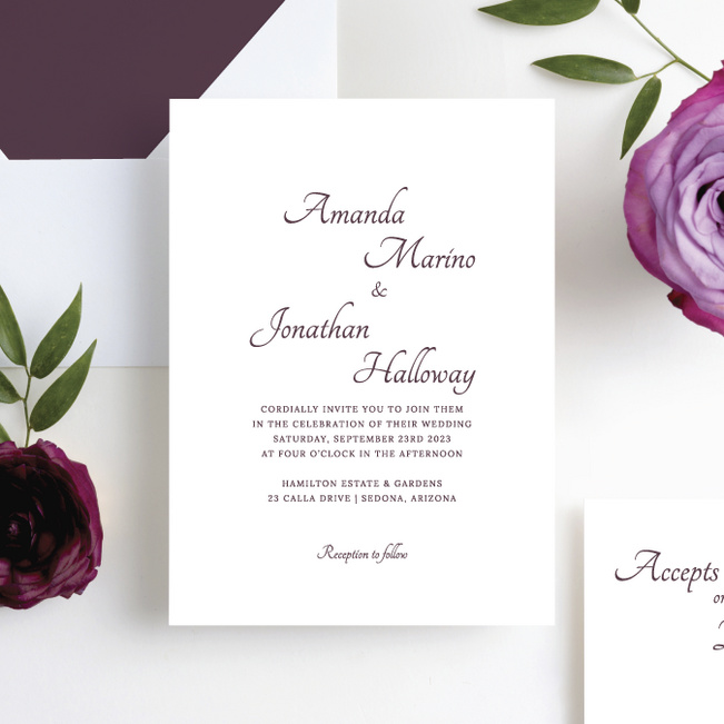 Classic Appeal Wedding Invitations - Purple