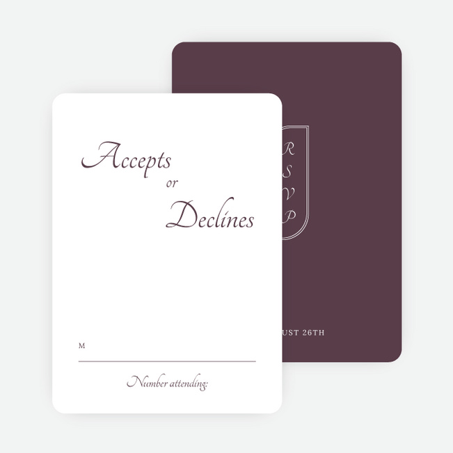 Classic Appeal Wedding Response Cards - Purple