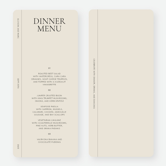 New Journey Wedding Menus - Brown