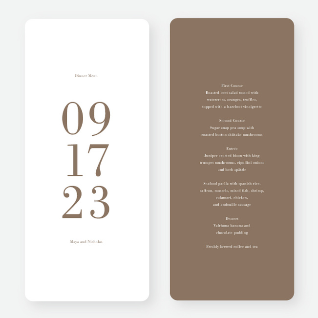 Profound Moment Wedding Menus - Brown