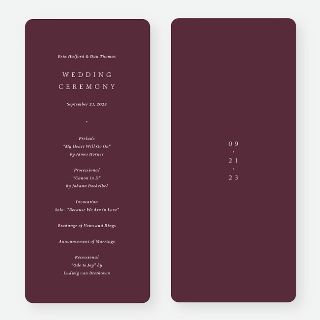 Top of Mind Wedding Programs - Red