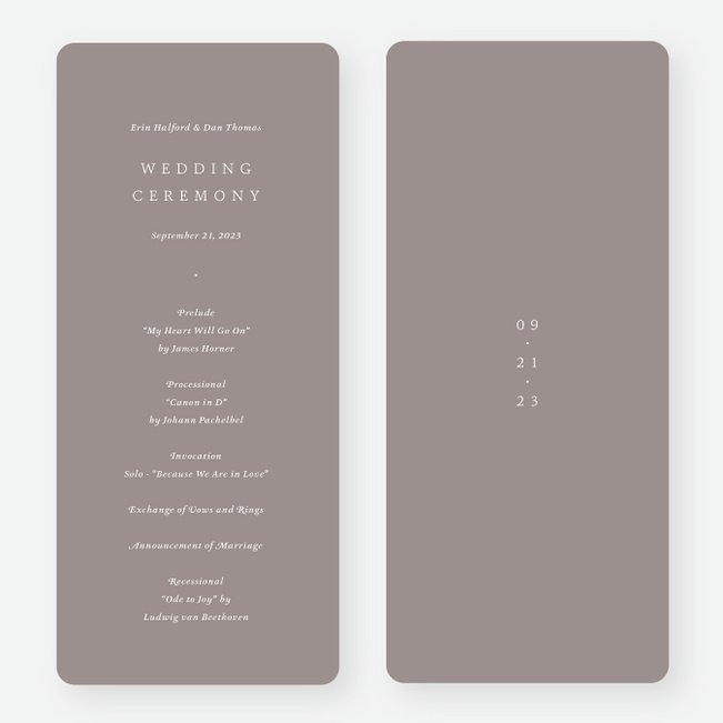 Top of Mind Wedding Programs - Beige