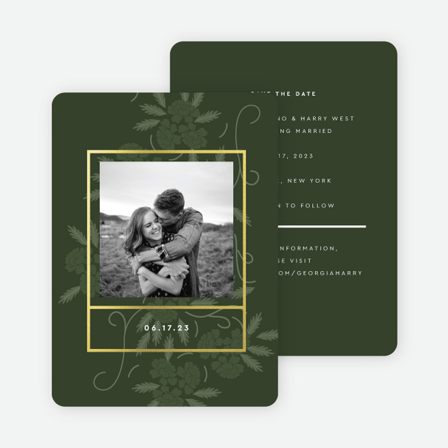 Floral Watermark Save the Date Cards - Green