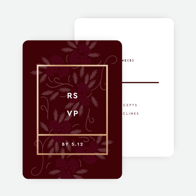 Floral Watermark Wedding Response Cards - Red