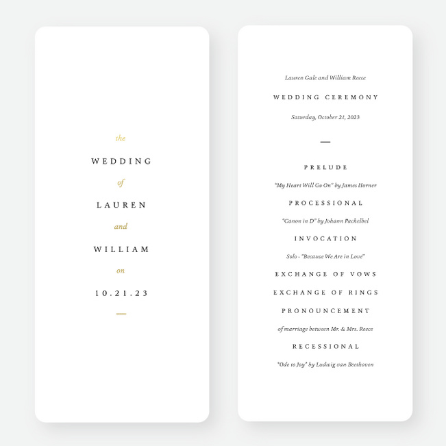 Foil Accents Wedding Programs - Yellow