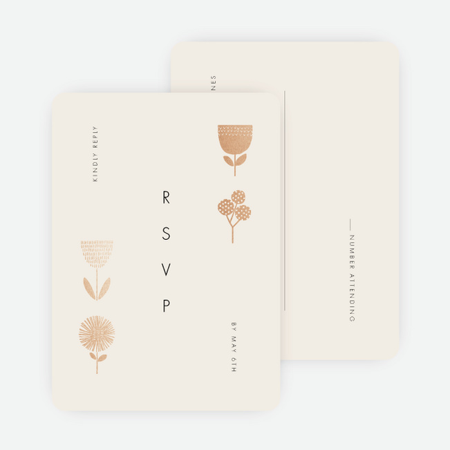 Foil Flower Impression Wedding Response Cards - Pink