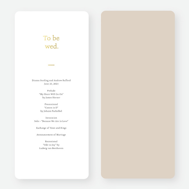 Foil Gracious Type Wedding Programs - Yellow