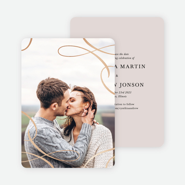 Foil Lovely Flourish Save the Date Cards - Pink