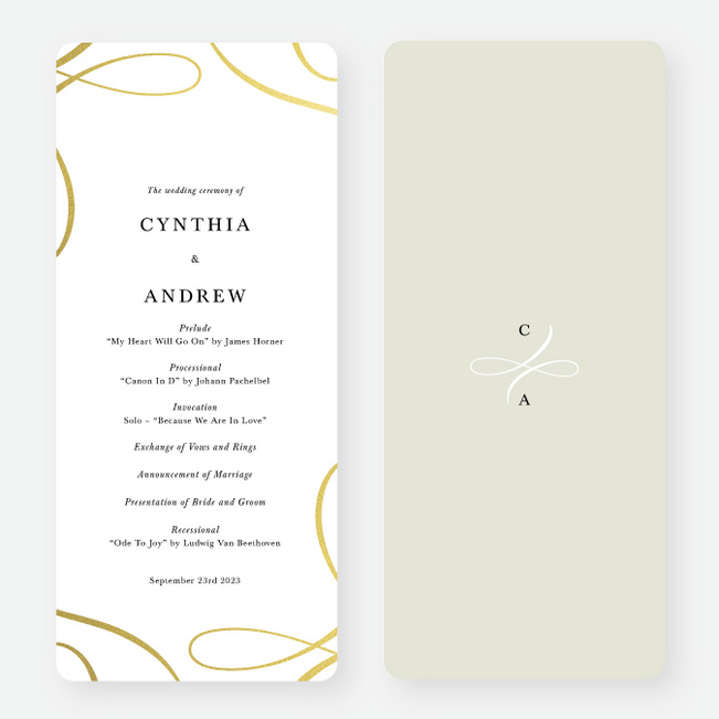 Foil Lovely Flourish Wedding Programs - Yellow