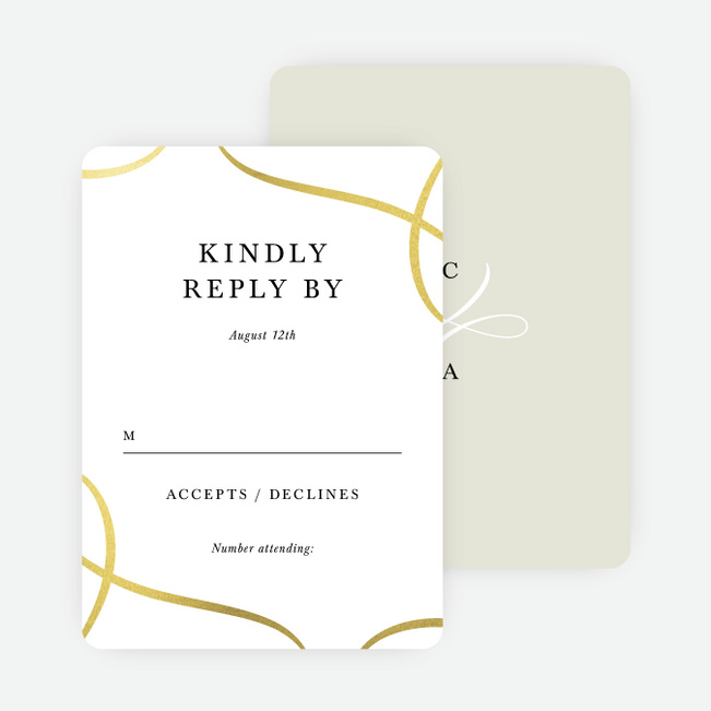 Foil Lovely Flourish Wedding Response Cards - Yellow