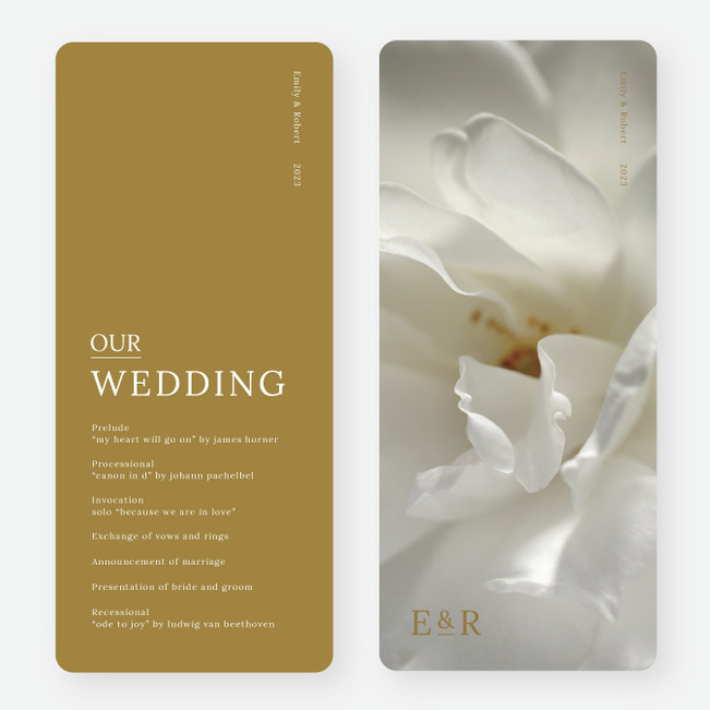 Short and Sweet Wedding Programs - Yellow