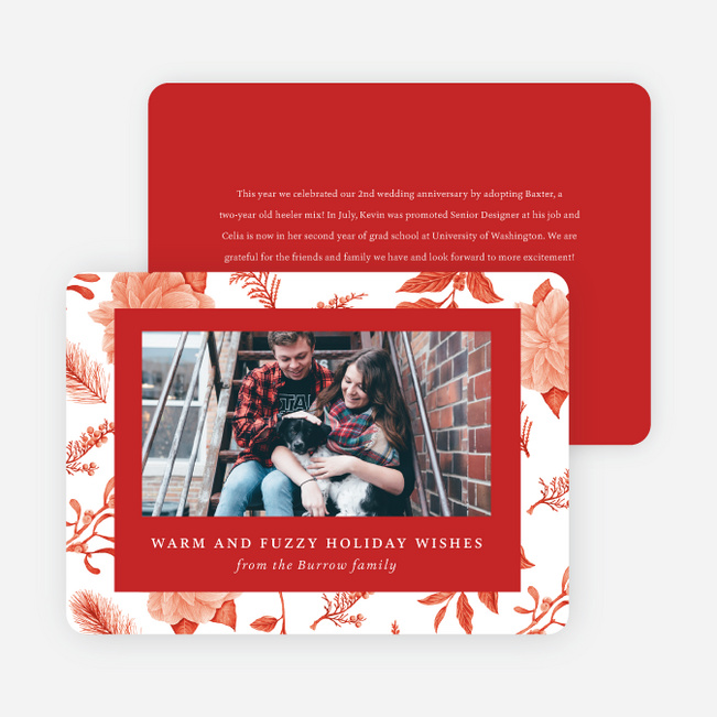 Detailed Flora Holiday Cards and Invitations - Red