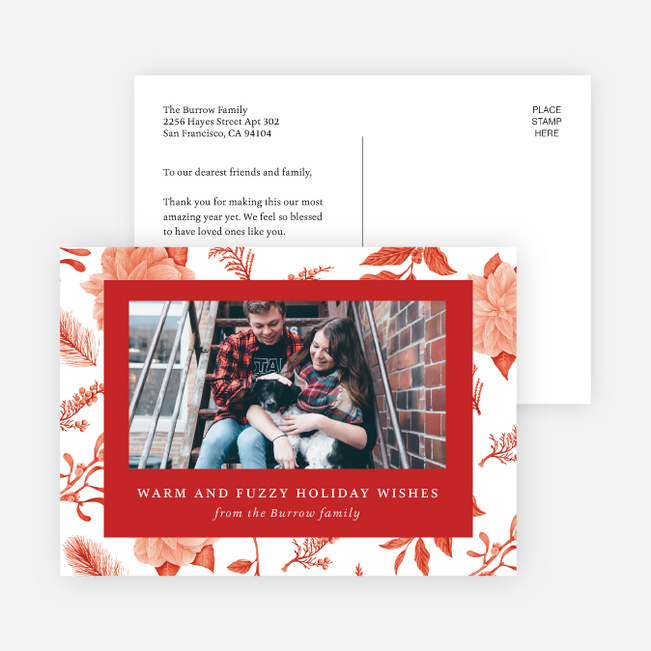Detailed Flora Holiday Cards and Invitations - Red