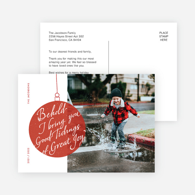 Joyous Baubles Christmas Cards - Red