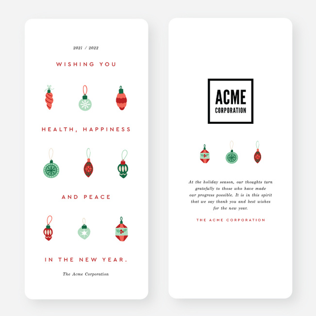 Minimal Ornaments Corporate Holiday Cards & Corporate Christmas Cards - Multi
