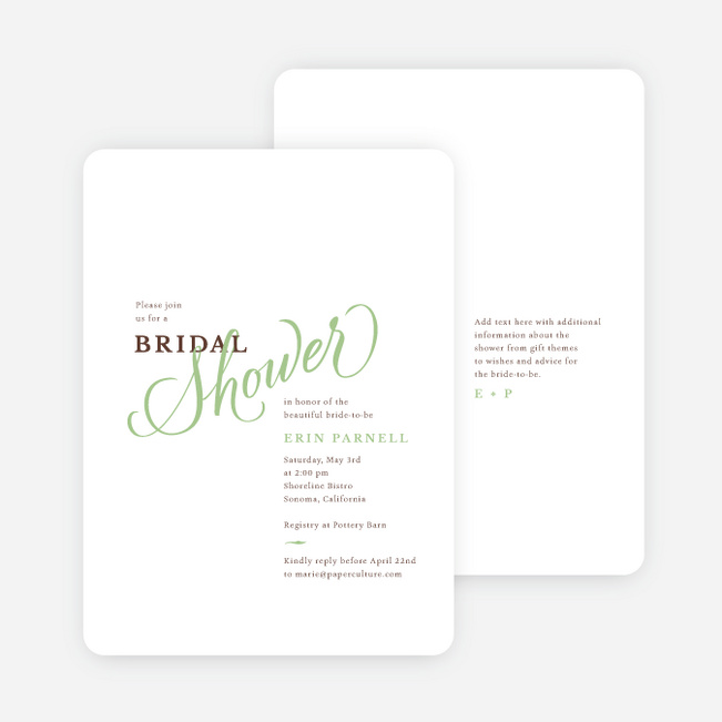 Classic Distinction Bridal Shower Invitations - Brown