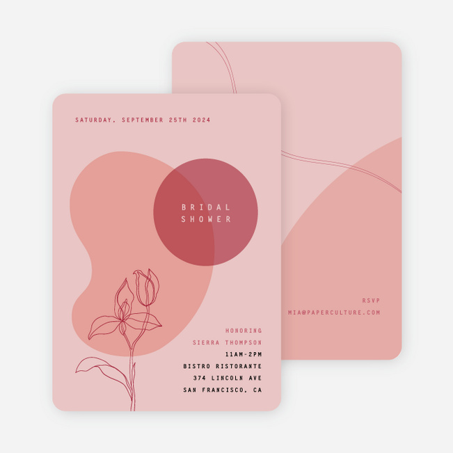 Flower Wave Bridal Shower Invitations - Red