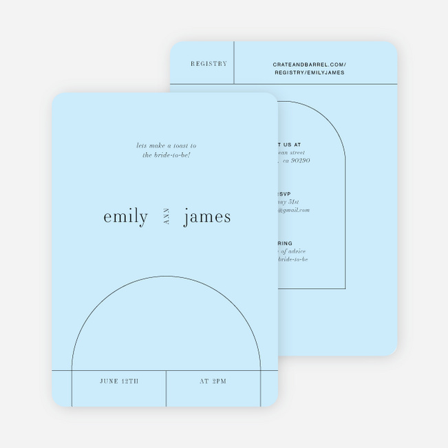 Minimal Arch Bridal Shower Invitations - Blue