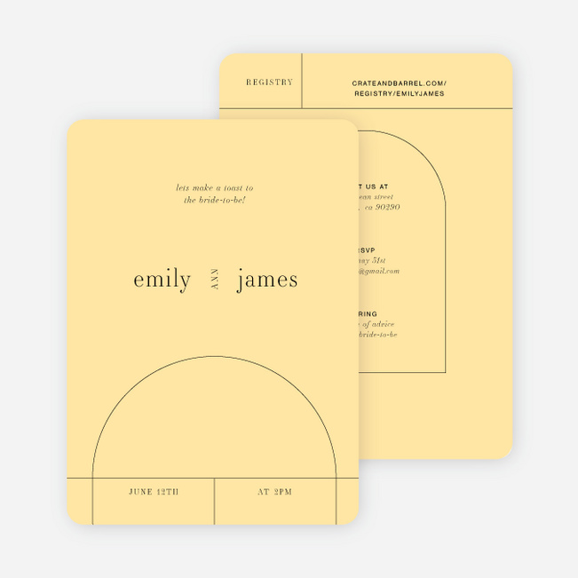 Minimal Arch Bridal Shower Invitations - Yellow