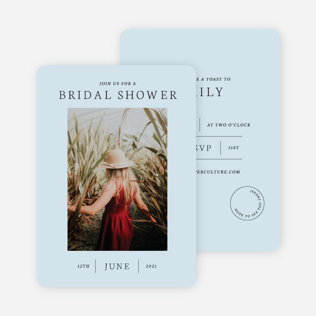 Modern Cover Bridal Shower Invitations - Blue