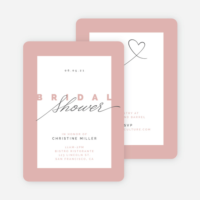 Sweet Script Bridal Shower Invitations - Pink