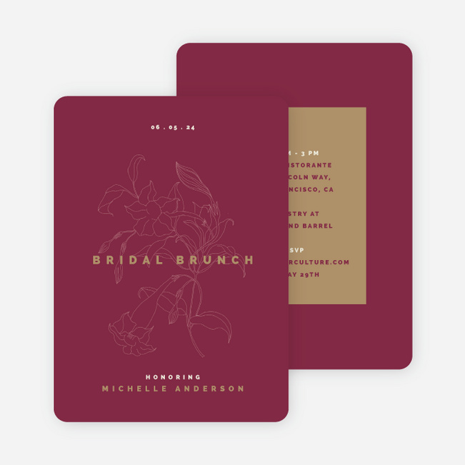 Delicate Blooms Bridal Shower Invitations - Red