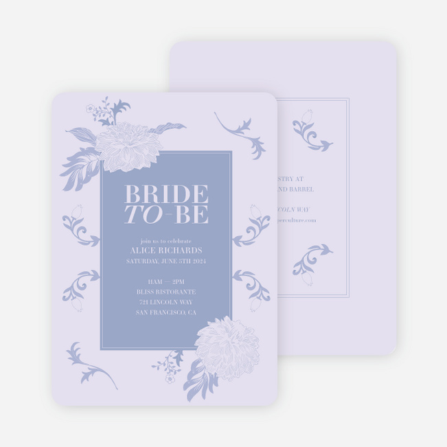 Romantic Motif Bridal Shower Invitations - Blue