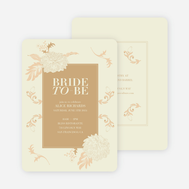 Romantic Motif Bridal Shower Invitations - Yellow