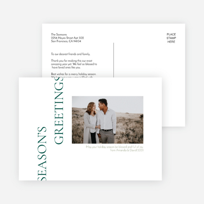 Sideways Marquee Christmas & Holiday Photo Cards - Green