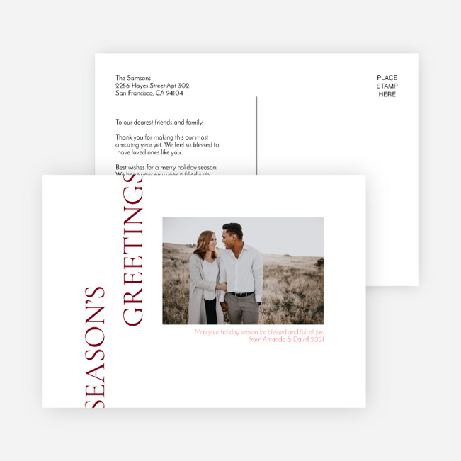 Sideways Marquee Christmas & Holiday Photo Cards - Red