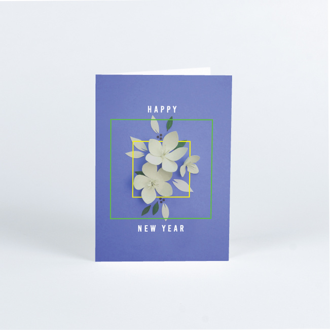 Artistic Paper Petals Corporate Holiday Cards & Corporate Christmas Cards - Blue