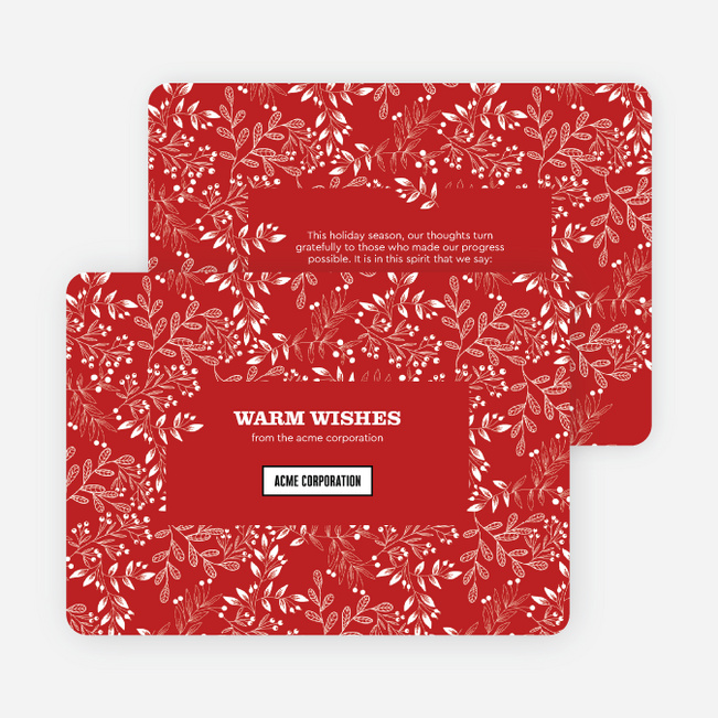Classic Foliage Corporate Holiday Cards & Corporate Christmas Cards - Red