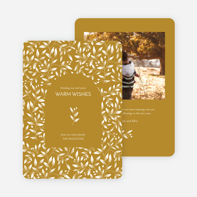 Weaving Leaves Holiday Cards and Invitations - Yellow