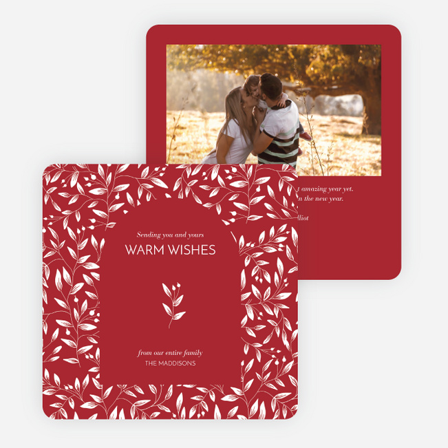 Weaving Leaves Holiday Cards and Invitations - Red