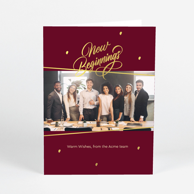 Foil Asymmetry Corporate Holiday Cards & Corporate Christmas Cards - Red