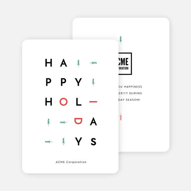 Sideways Greeting Corporate Holiday Cards & Corporate Christmas Cards - White