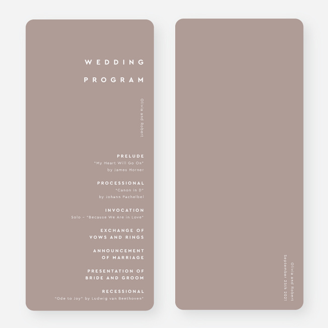 All Lined Up Wedding Programs - Beige