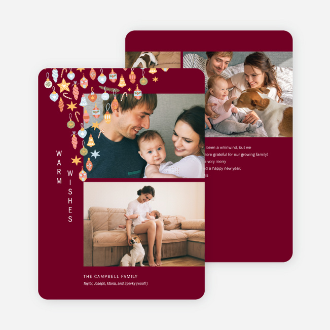 Parade of Ornaments Christmas Cards - Red