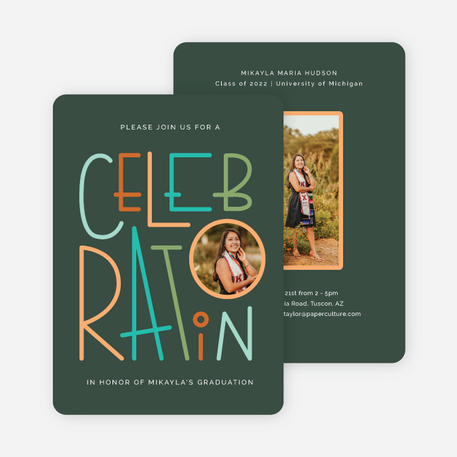Celebration Moments Graduation Announcements & Graduation Invitations - Green