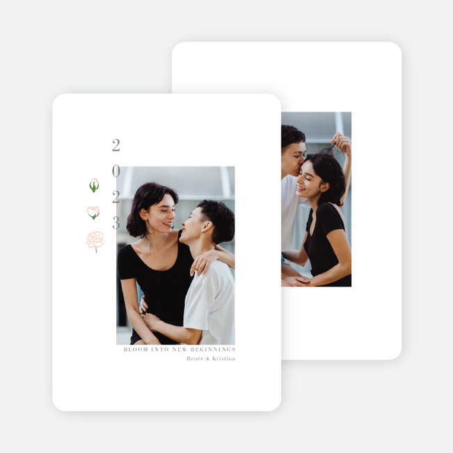 Gentle Blooms New Year Cards and Invitations - White