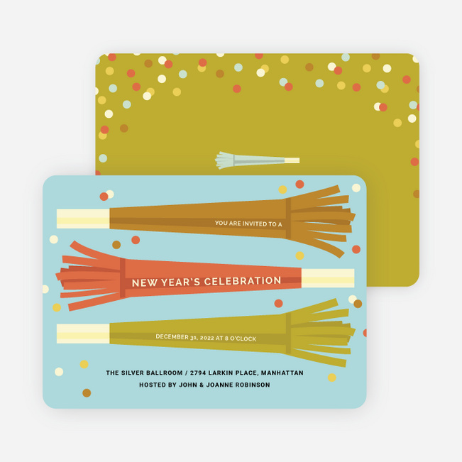 Noise Maker New Year’s Party Invitations - Green