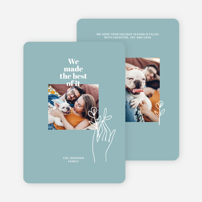 Flower Hand-Off Holiday Cards and Invitations - Blue